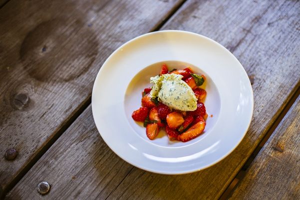 Erdbeeren mit Eis