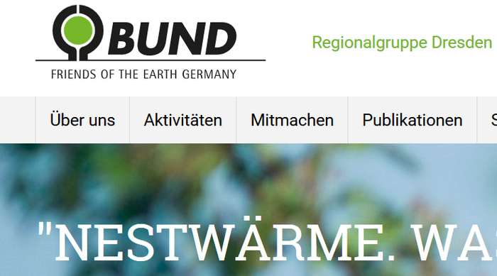 Screenshot der Website des BUND Dresden.